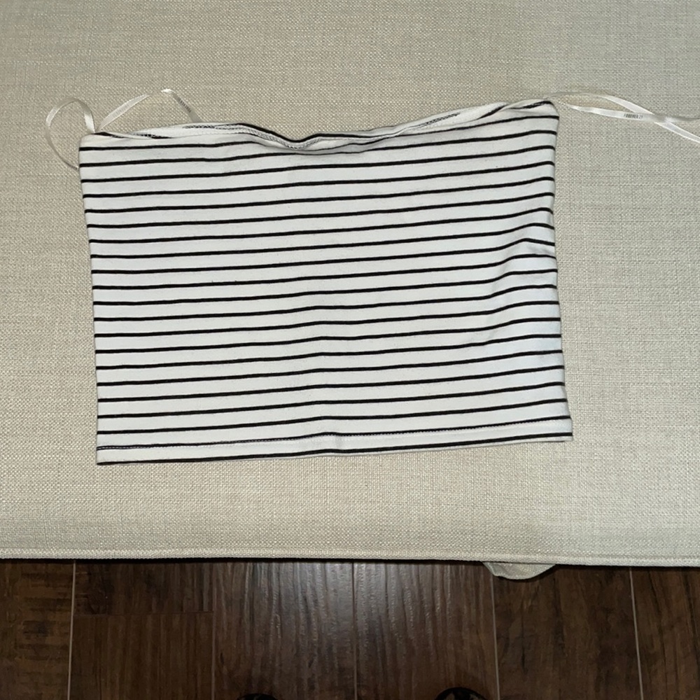 Black and white striped tub top